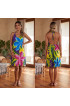 Hand Painted Rayon Halter Mini Dress